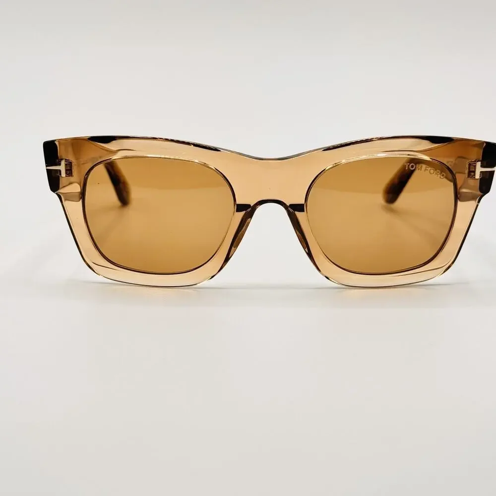 Tom Ford EMMA TF1314 45E Sunglasses Women Shiny Light Brown Frame Brown Lens NEW